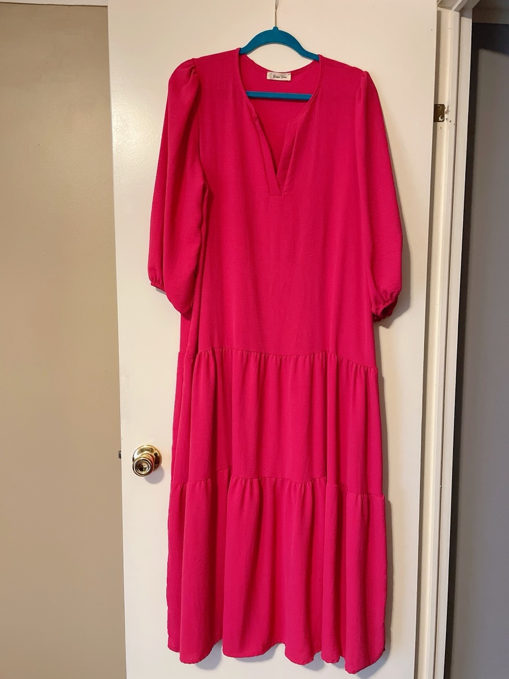 Beeson River Hot Pink Maxi Length Dress Size XL